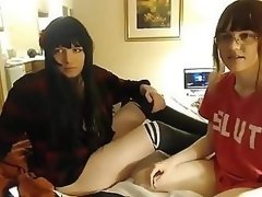 Naughty teen shemales masturbate on webcam